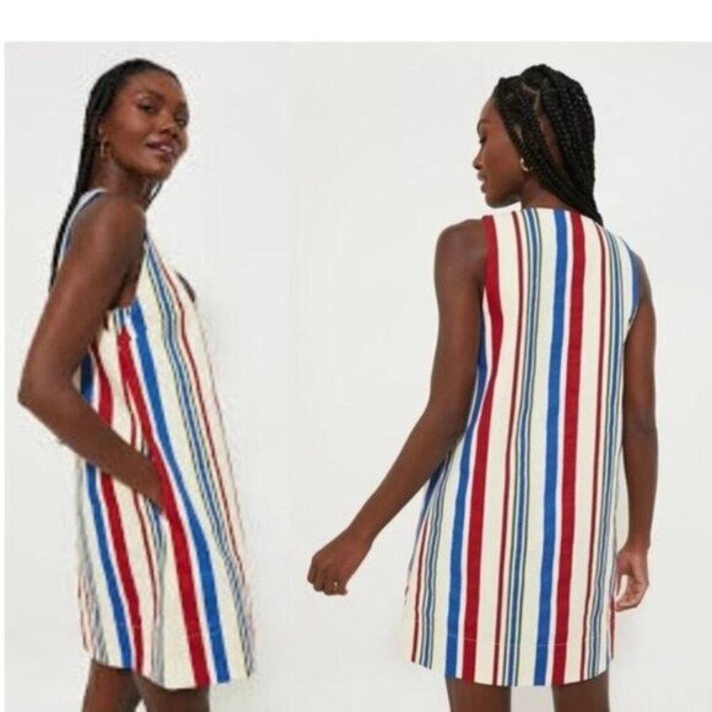 Pomander Place | NEW Americana Stripe Kira V-neckline Mini Dress Size M - Picture 3 of 12